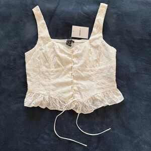 NWT Forever 21 White Eyelet Top Size M
